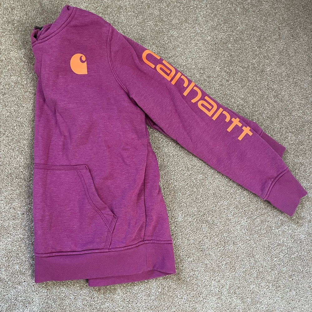 Carhartt Purple Sweatshirt with Orange Logo